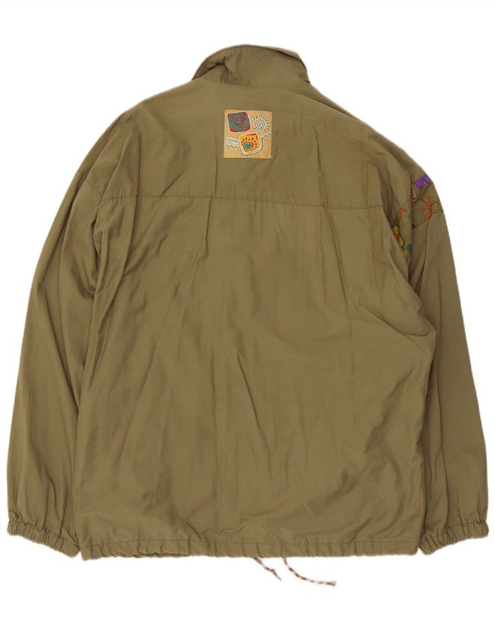 Cider Mens Utility Jacket EU 46 Small Khaki Geometric Cotton
