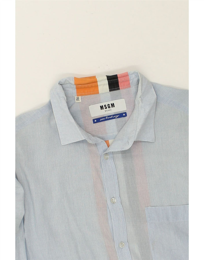 MSGM Mens Shirt Size 15 1/2 40 Medium Blue Striped Cotton Vintage MSGM and Second-Hand MSGM from Messina Hembry 