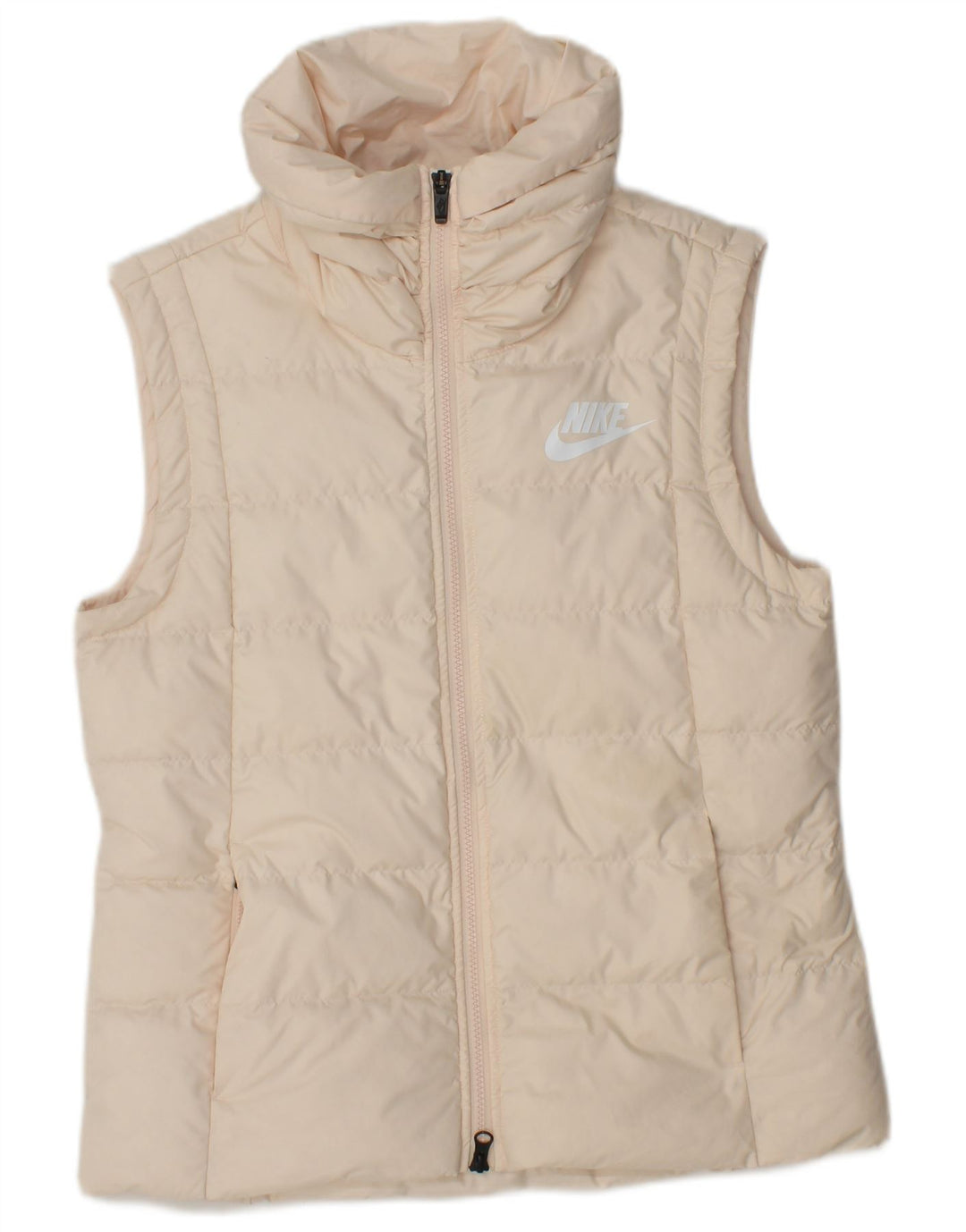 NIKE Womens Padded Gilet UK 14 Medium Beige Polyester