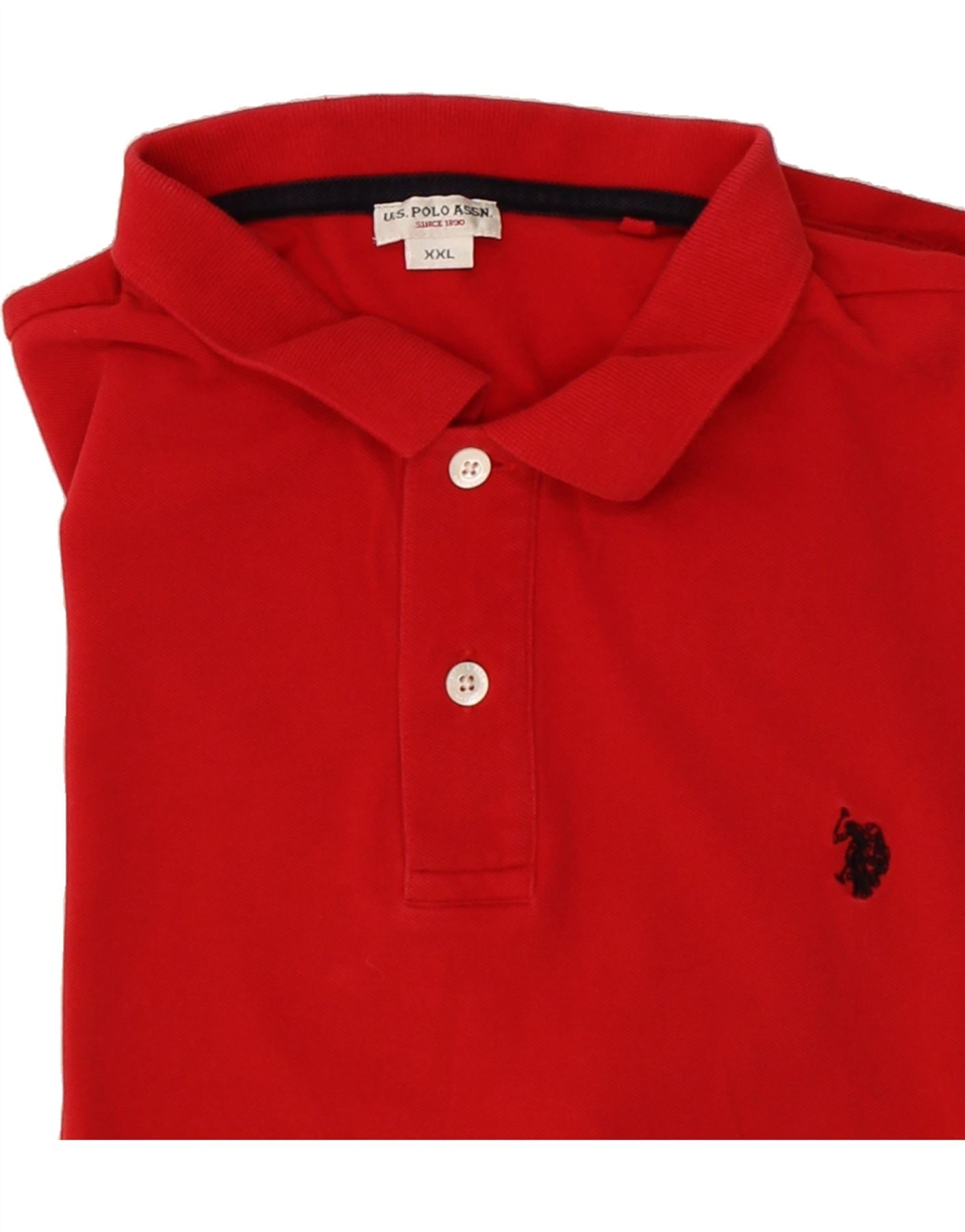 U.S. POLO ASSN. Mens Polo Shirt 2XL Red Cotton Vintage Second Hand Clothing Online Messina Hembry