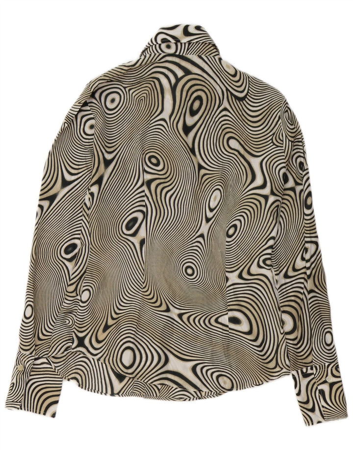 BENETTON Womens Abstract Pattern Shirt Blouse UK 14 Medium Black