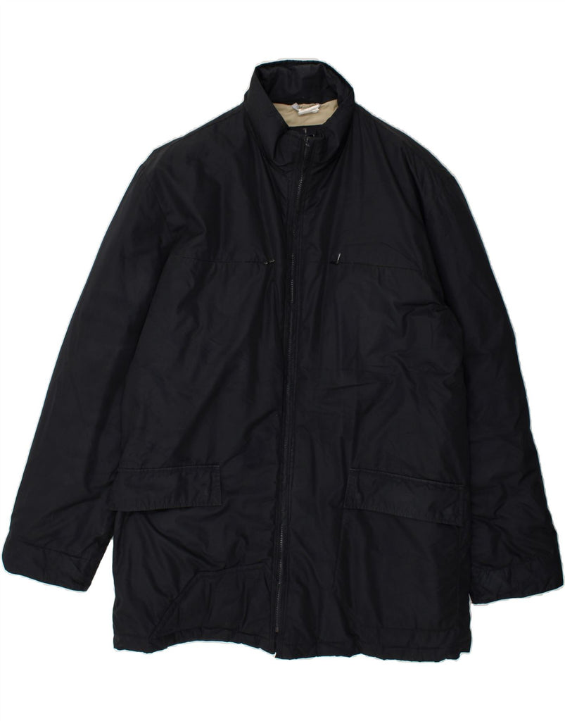 TRUSSARDI Mens Padded Coat IT 54 2XL Navy Blue Polyester | Vintage Trussardi | Thrift | Second-Hand Trussardi | Used Clothing | Messina Hembry 