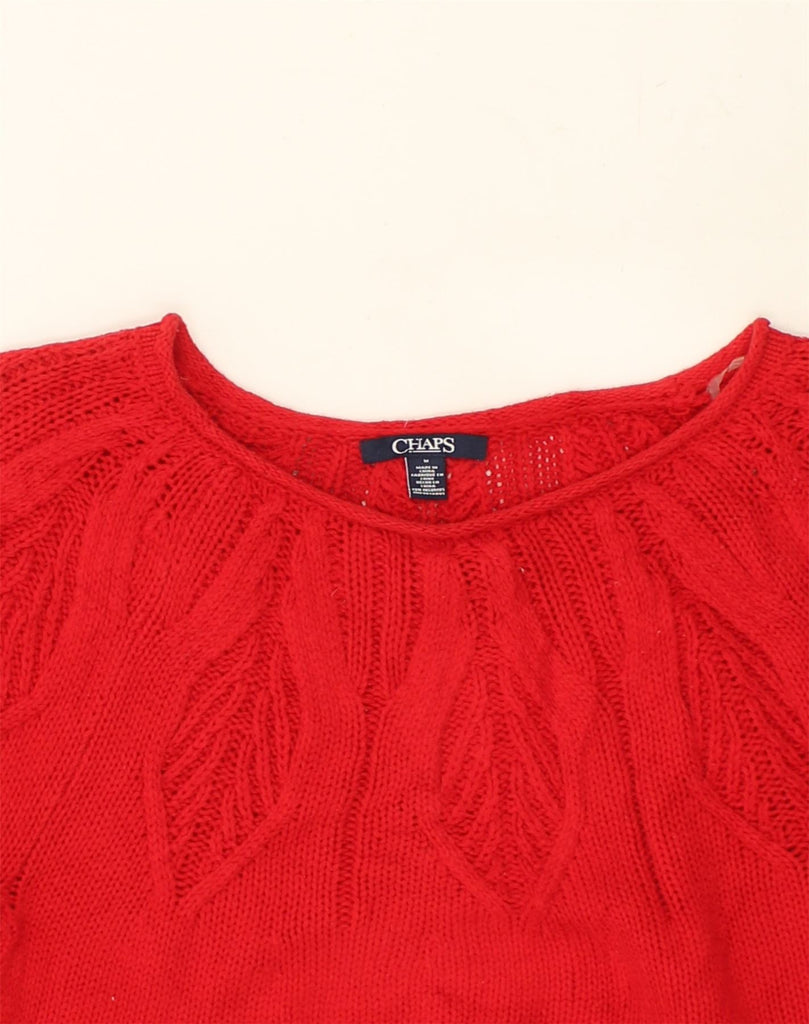 CHAPS Womens Crew Neck Jumper Sweater UK 14 Medium Red Cotton | Vintage Chaps | Thrift | Second-Hand Chaps | Used Clothing | Messina Hembry 