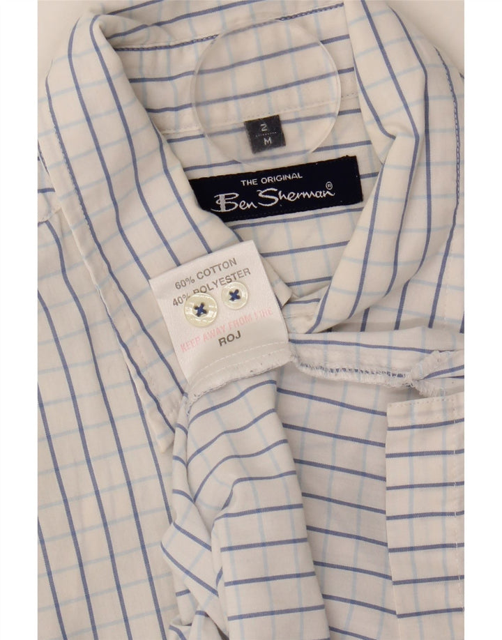 Ben Sherman Mens Short Sleeve Shirt Medium Blue Check Cotton