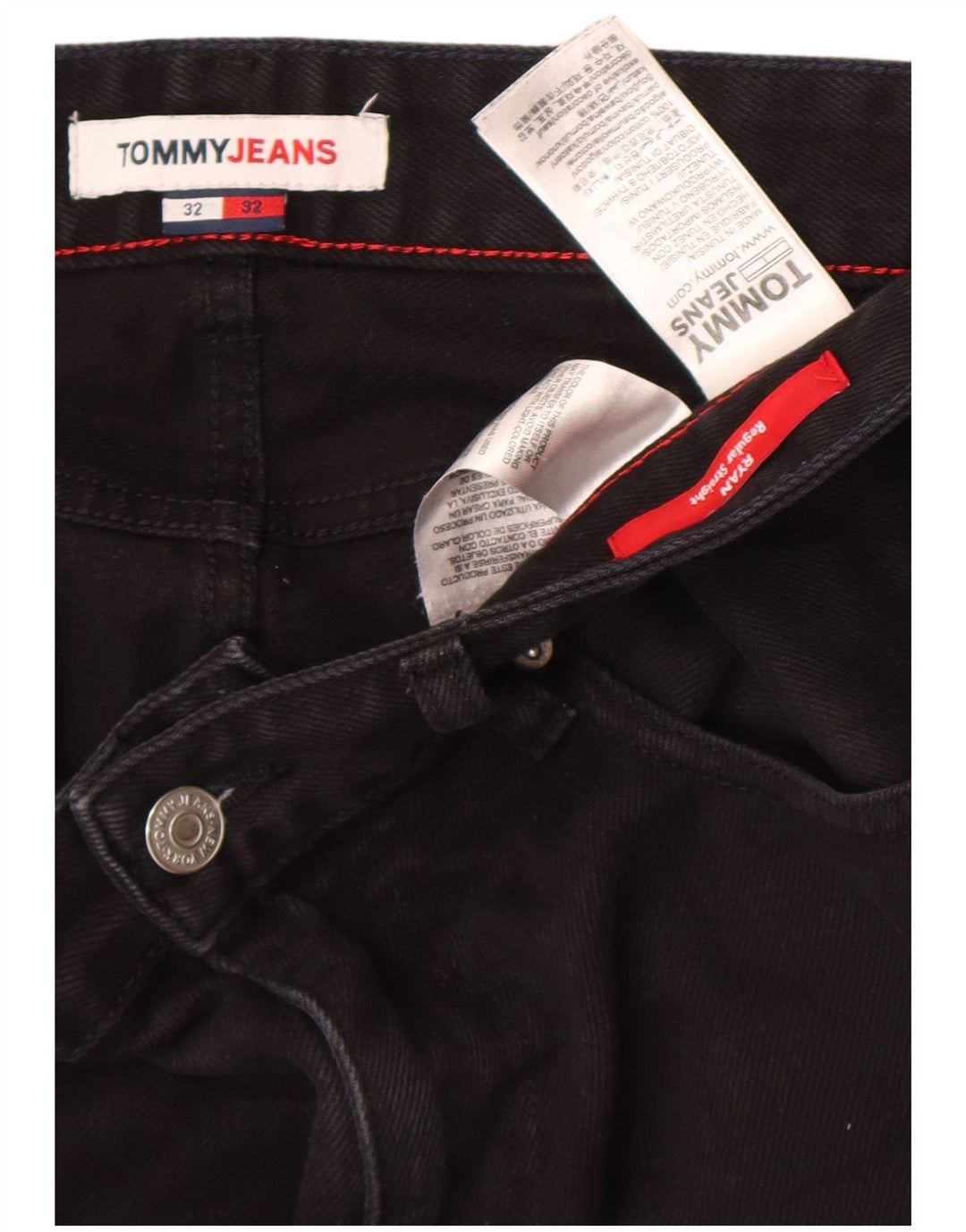 Tommy Hilfiger Mens Ryan Regular Straight Jeans W32 L29 Black Cotton