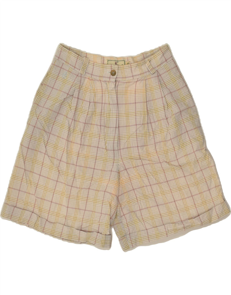 CONTE OF FLORENCE Womens Chino Shorts IT 44 Medium W26 Beige Check Cotton | Vintage Conte of Florence | Thrift | Second-Hand Conte of Florence | Used Clothing | Messina Hembry 