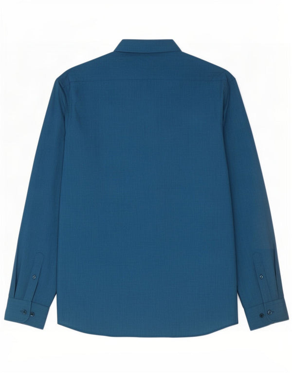 Pierre Cardin Mens Slim Fit Shirt XL Blue Cotton