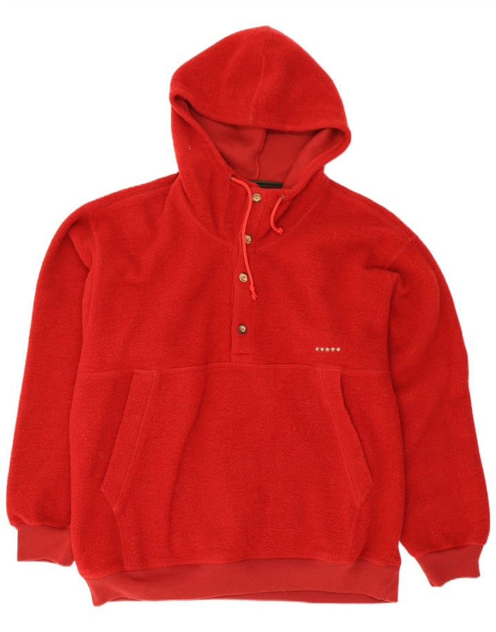 Jantzen Mens Hooded Button Neck Fleece Jumper Large Red