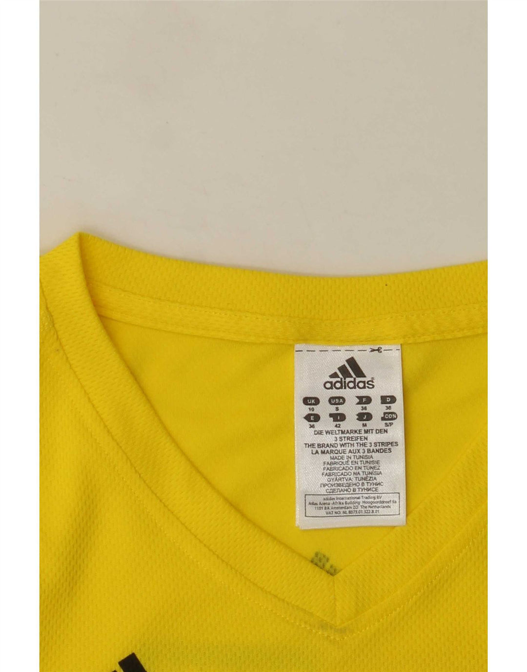 Adidas Womens Climalite Graphic T-Shirt Top UK 10 Small Yellow Polyester