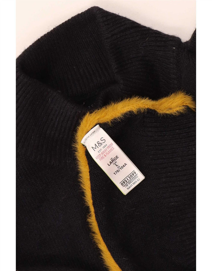 Marks & Spencer Mens Roll Neck Jumper Sweater Large Navy Blue Colourblock