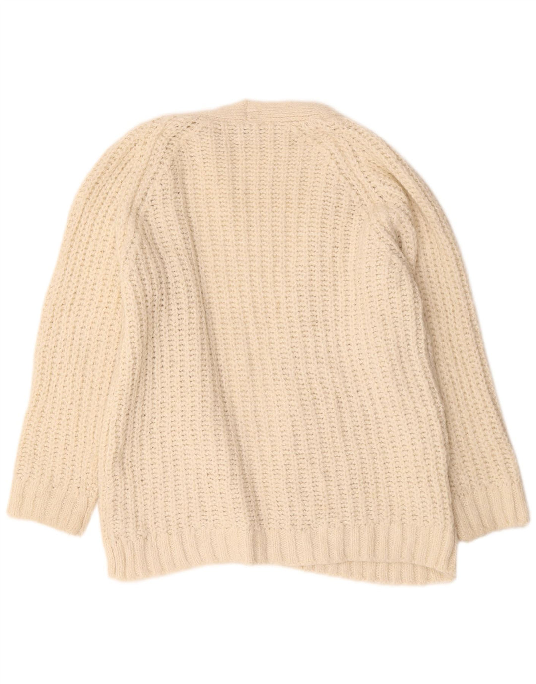 Zara Womens Oversized Open Cardigan Sweater UK 14 Medium Beige Acrylic