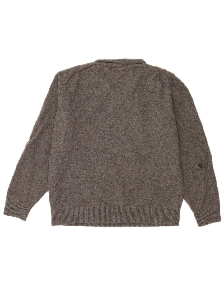 Massimo Dutti Womens V-Neck Jumper Sweater Large Grey Wool