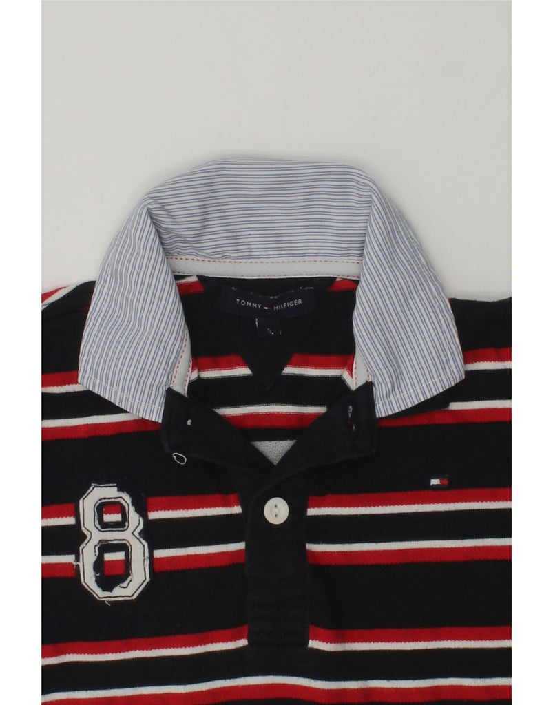 TOMMY HILFIGER Boys Polo Shirt 4-5 Years Black Striped Cotton | Vintage Tommy Hilfiger | Thrift | Second-Hand Tommy Hilfiger | Used Clothing | Messina Hembry 