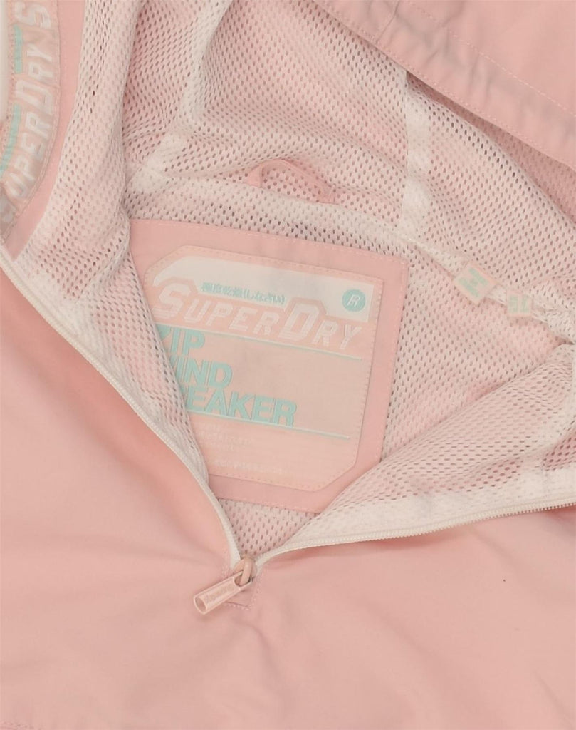 SUPERDRY Womens Graphic Hooded Anorak Jacket UK 12 Medium Pink Colourblock | Vintage Superdry | Thrift | Second-Hand Superdry | Used Clothing | Messina Hembry 