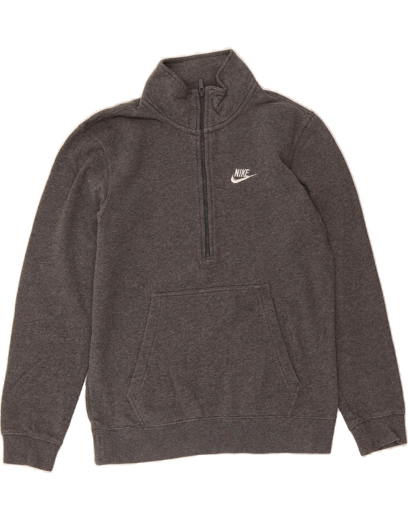 NIKE Mens Zip Neck Sweatshirt Jumper Small Grey Cotton Vintage Nike and Second-Hand Nike from Messina Hembry 