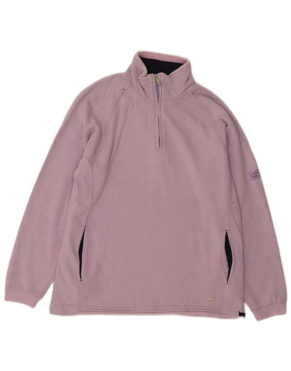 Champion Mens Zip Neck Sweatshirt Jumper Small Purple Cotton