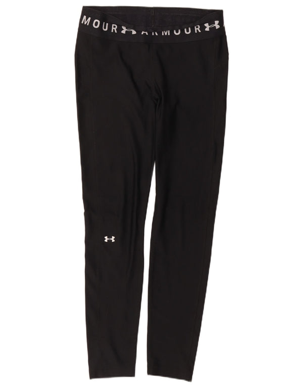 Under Armour Womens Heat Gear Graphic Leggings UK 14 Large  Black Polyester