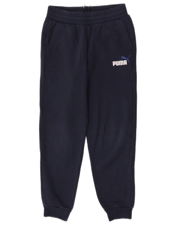 Puma Boys Tracksuit Trousers Joggers 11-12 Years Navy Blue Cotton