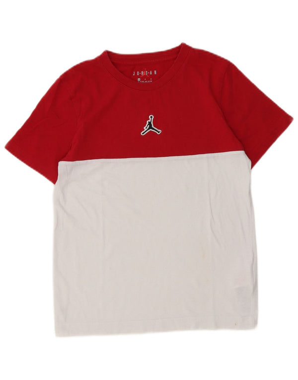 Jordan Boys Graphic T-Shirt Top 10-11 Years Medium Red Colourblock Cotton