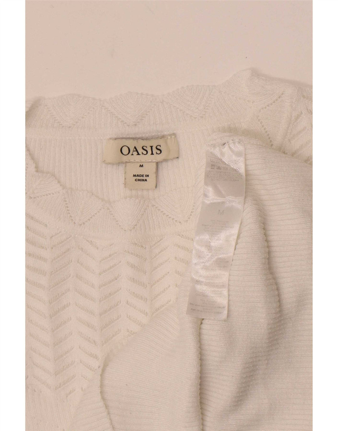Oasis Womens Crew Neck Jumper Sweater UK 12 Medium White Polyester