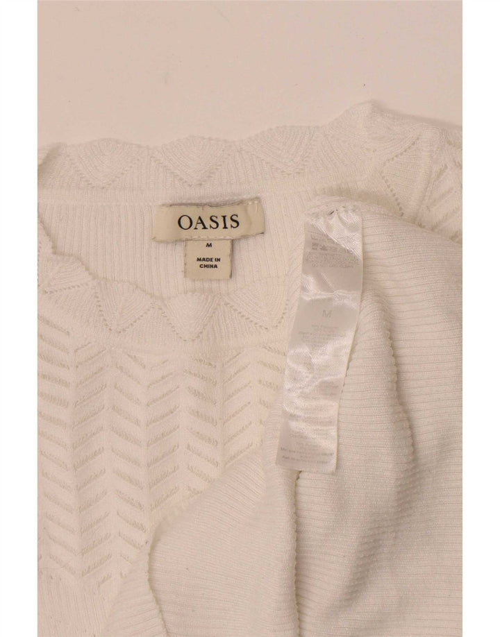 Oasis Womens Crew Neck Jumper Sweater UK 12 Medium White Polyester