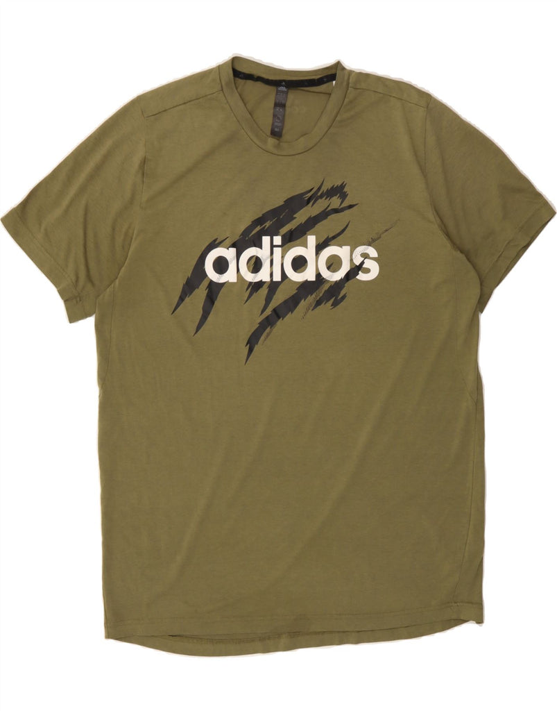 ADIDAS Mens Graphic T-Shirt Top Large Khaki Polyester Vintage Adidas and Second-Hand Adidas from Messina Hembry 