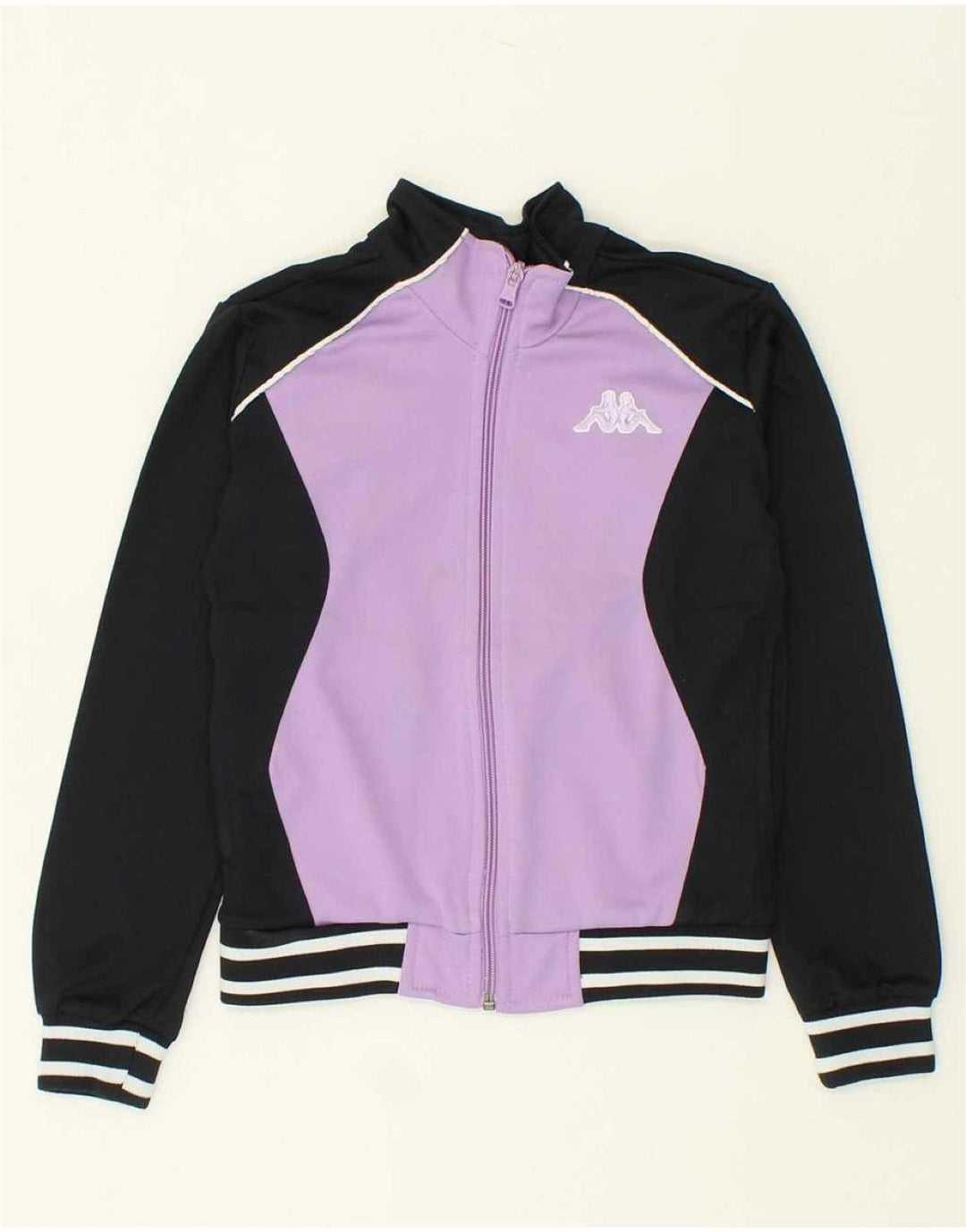 KAPPA Girls Tracksuit Top Jacket 9-10 Years Large Black Colourblock Vintage Kappa and Second-Hand Kappa from Messina Hembry 