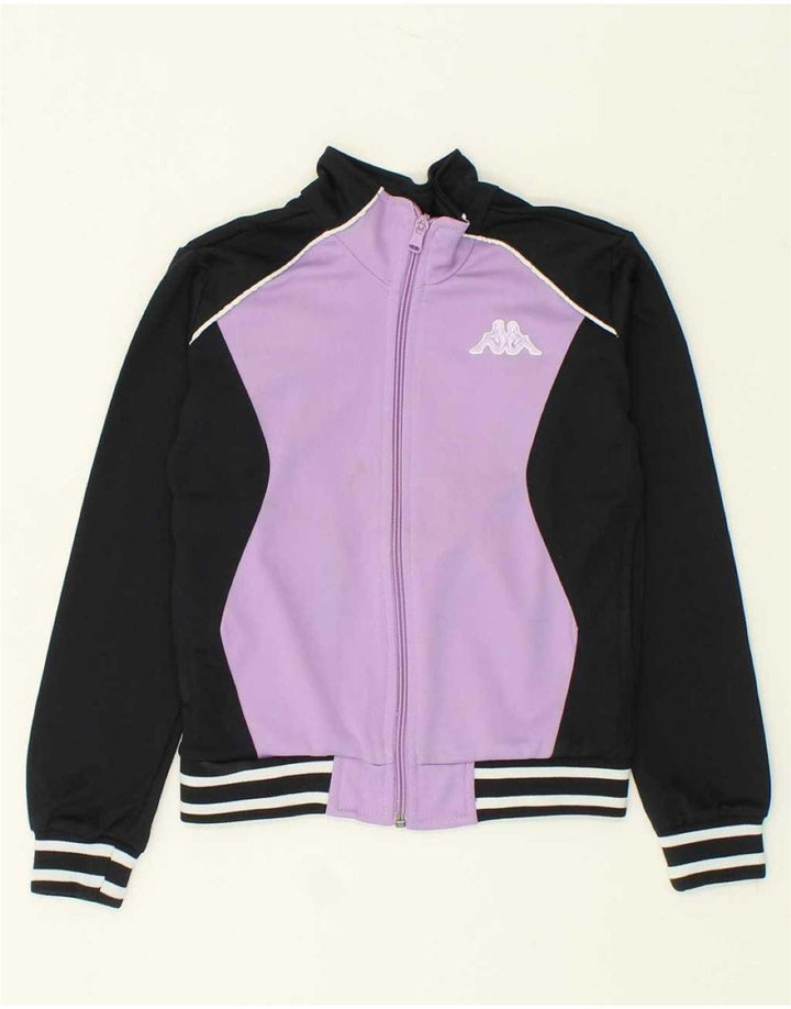KAPPA Girls Tracksuit Top Jacket 9-10 Years Large Black Colourblock Vintage Kappa and Second-Hand Kappa from Messina Hembry 