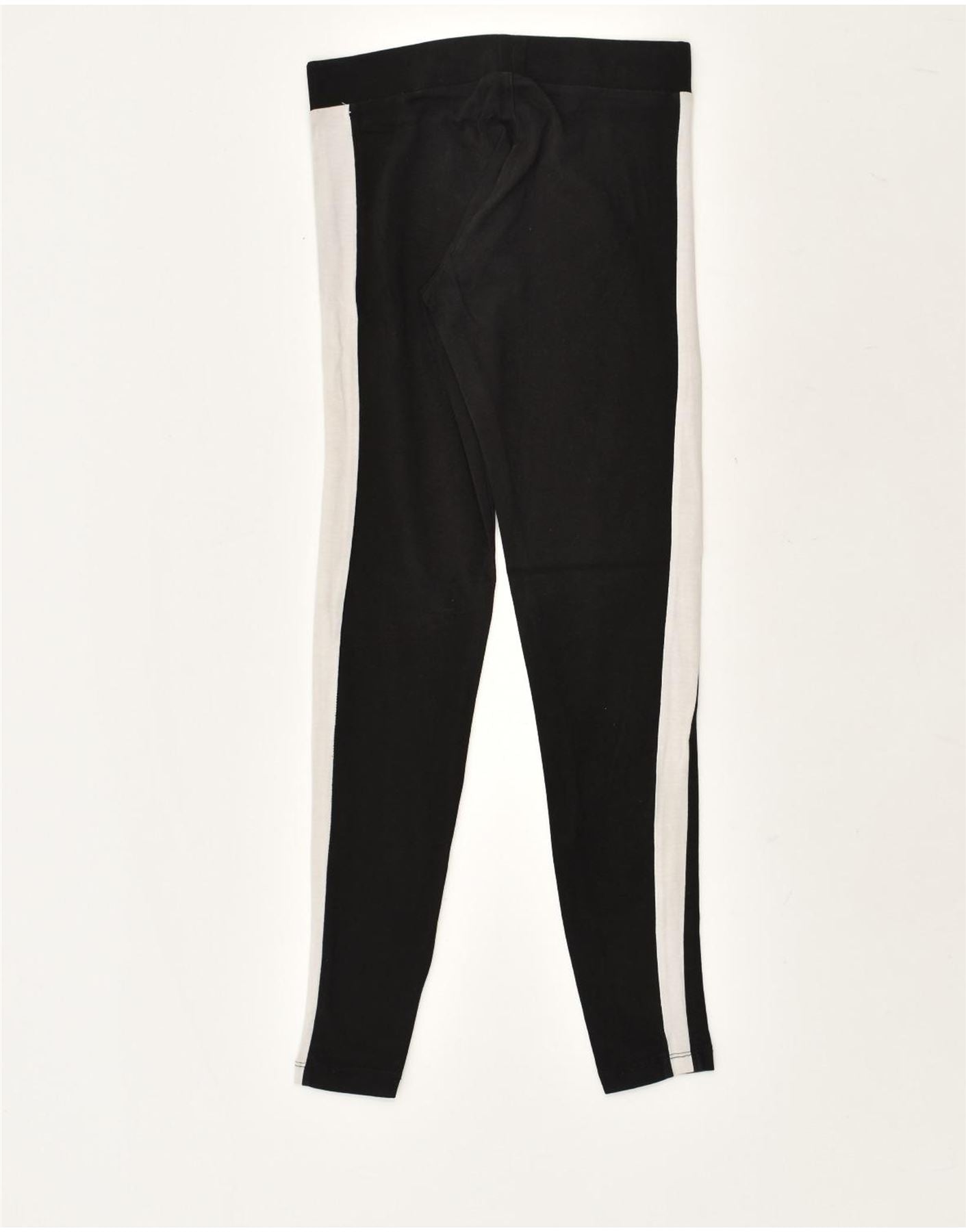 ADIDAS Womens Leggings UK 12 Medium Black Cotton