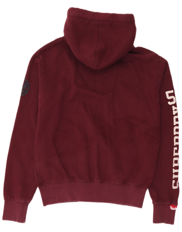 Superdry Mens Graphic Zip Hoodie Sweater Large Burgundy Cotton