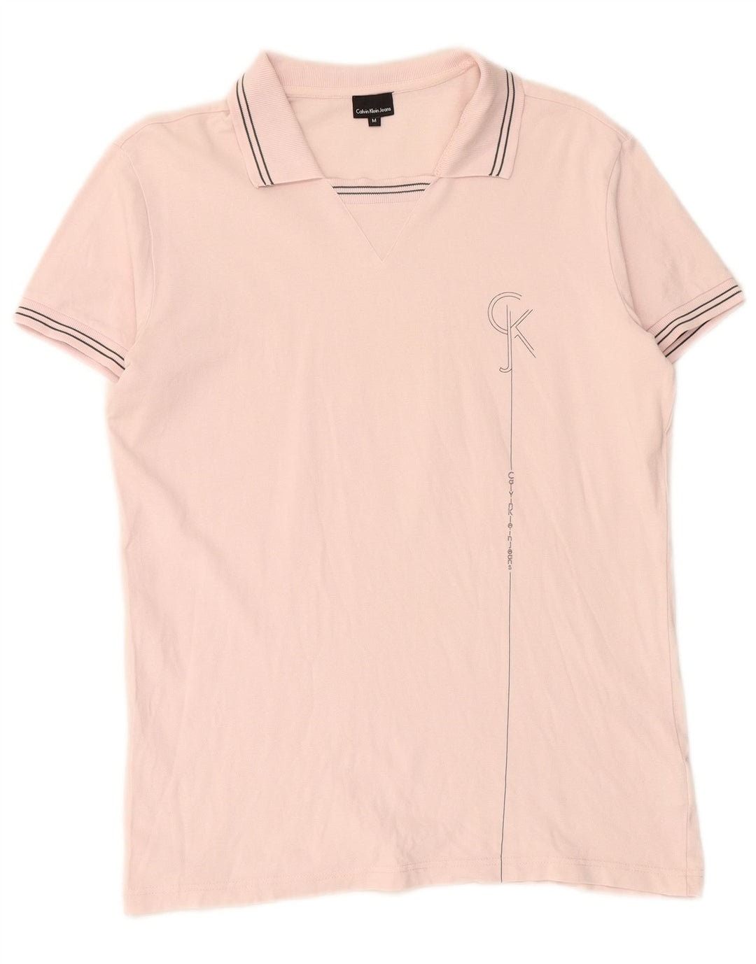 CALVIN KLEIN JEANS Mens Graphic Polo Shirt Medium Pink Cotton