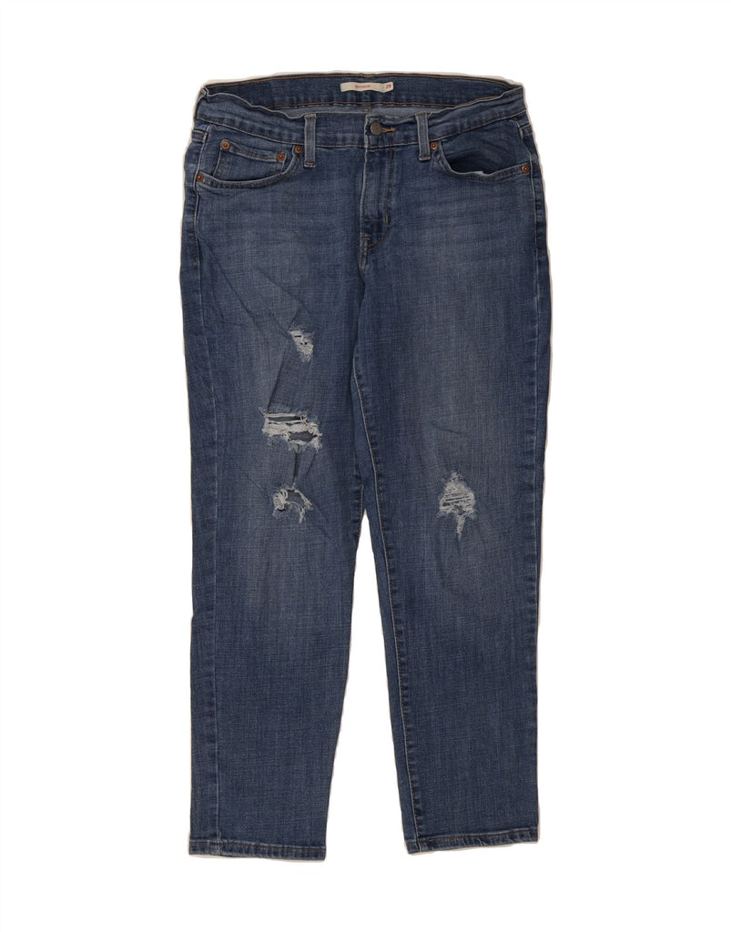 LEVI'S Womens Boyfriend Distressed Cropped Jeans W29 L26 Blue Vintage Levi's and Second-Hand Levi's from Messina Hembry 