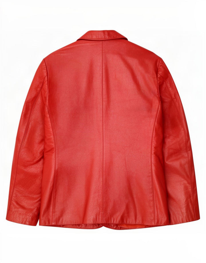 Vintage Womens 2 Button Leather Blazer Jacket UK 12 Medium Red