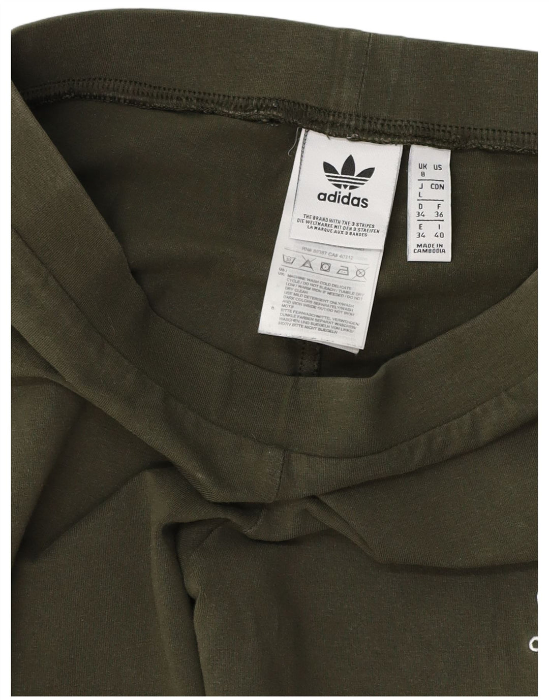 Adidas Womens Leggings UK 8 Small Khaki Cotton
