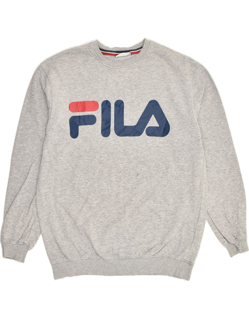 FILA Mens Graphic Sweatshirt Jumper Medium Grey Cotton | Vintage Fila | Thrift | Second-Hand Fila | Used Clothing | Messina Hembry 