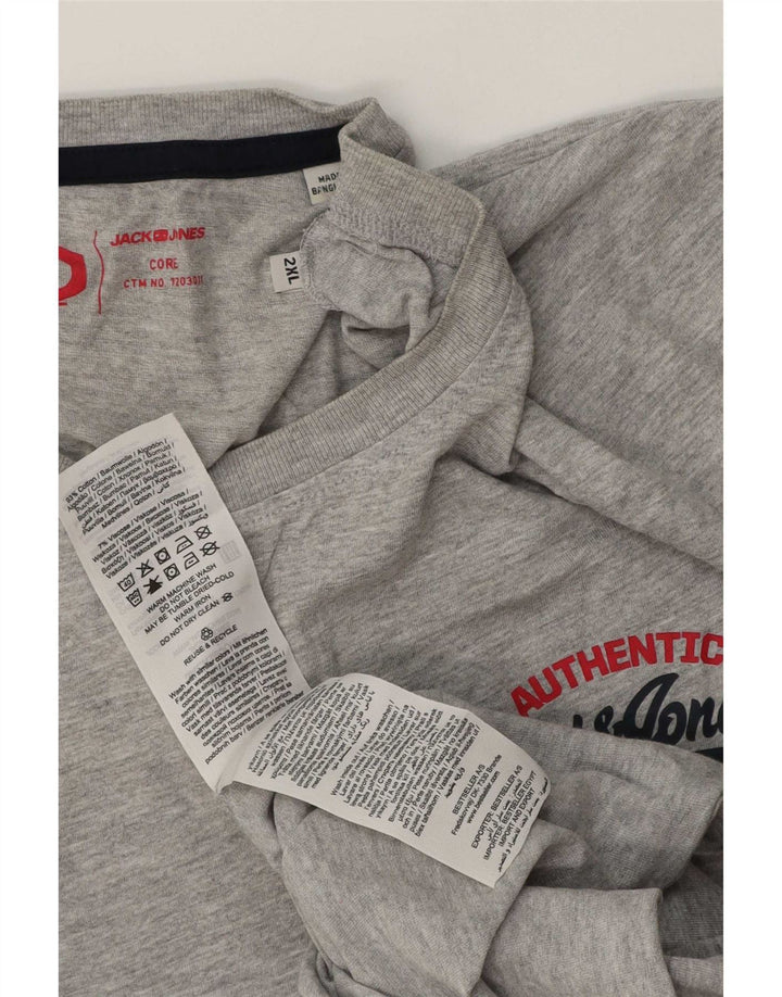Jack & Jones Mens T-Shirt Top 2XL Grey Cotton
