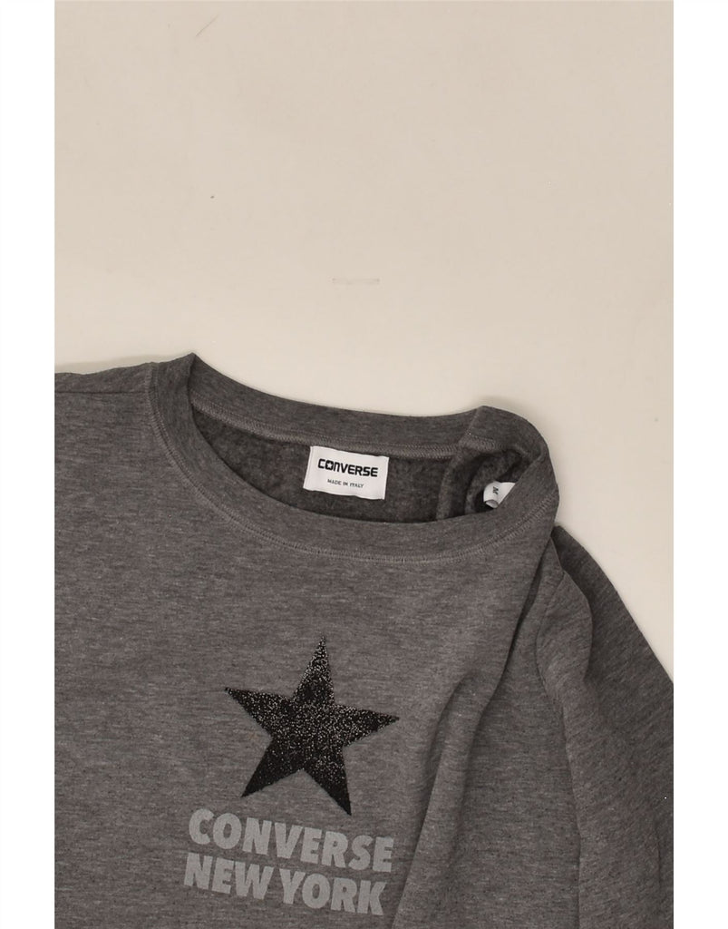 CONVERSE Womens Sweatshirt Jumper UK 14 Medium Grey Cotton | Vintage Converse | Thrift | Second-Hand Converse | Used Clothing | Messina Hembry 