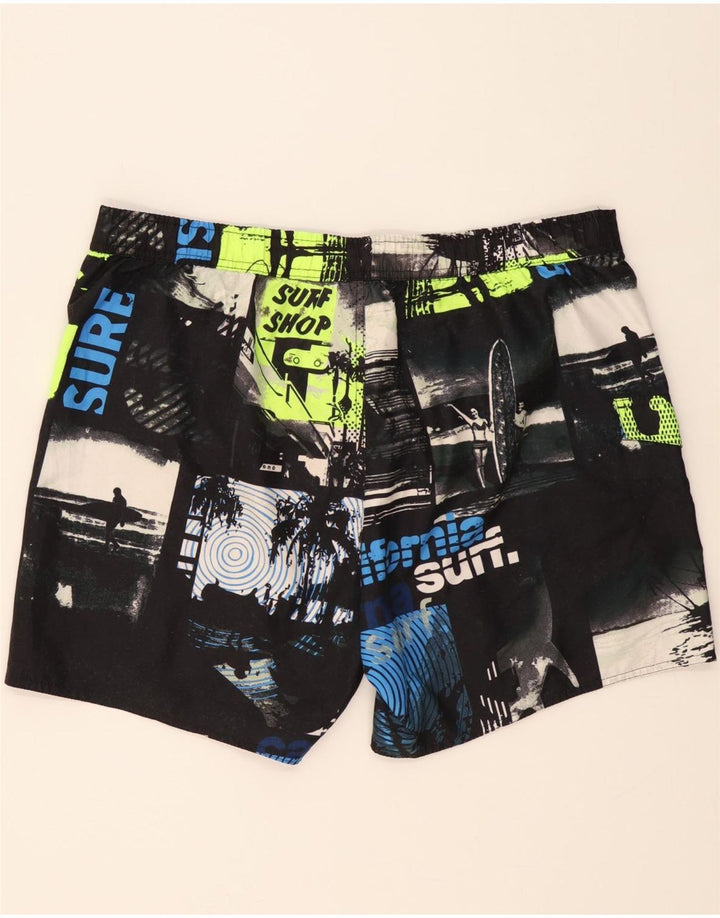 BRUGI Mens Graphic Swimming Shorts XL  Black Patchwork Polyester Vintage Brugi and Second-Hand Brugi from Messina Hembry 