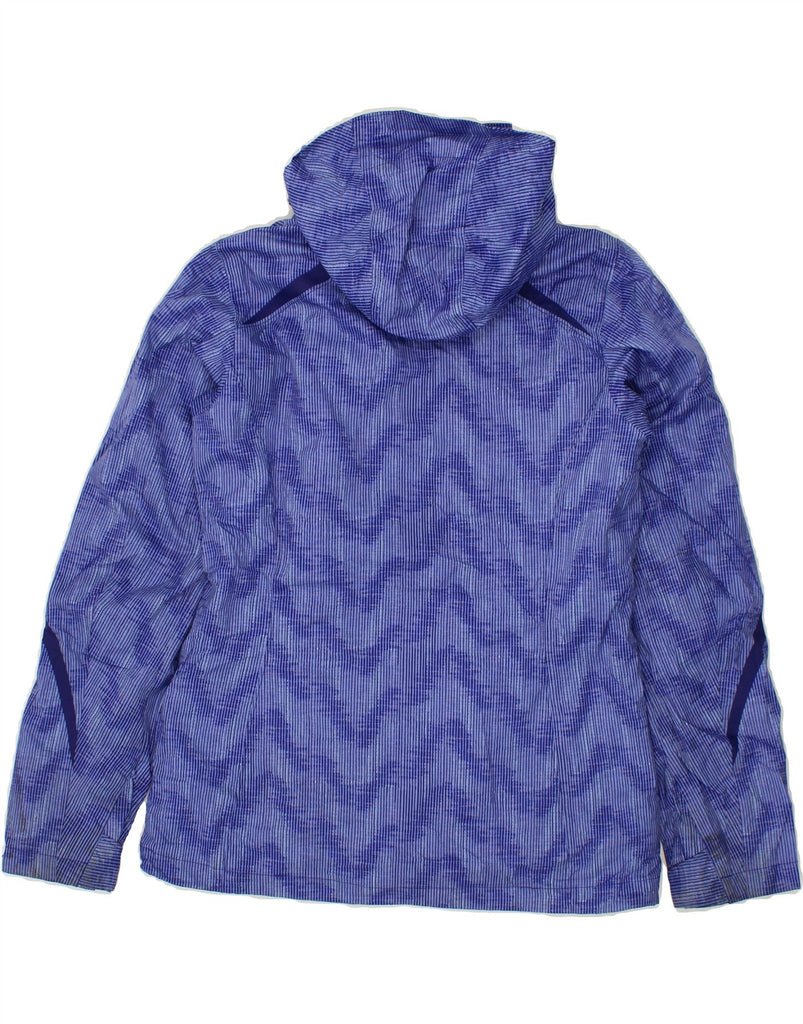 COLUMBIA Womens Hooded Windbreaker Jacket UK 14 Medium Blue Pinstripe Vintage Columbia and Second-Hand Columbia from Messina Hembry 