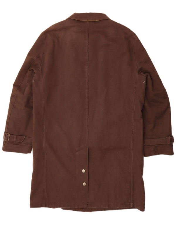 DAKS Mens Overcoat IT 50 Large Brown Cotton