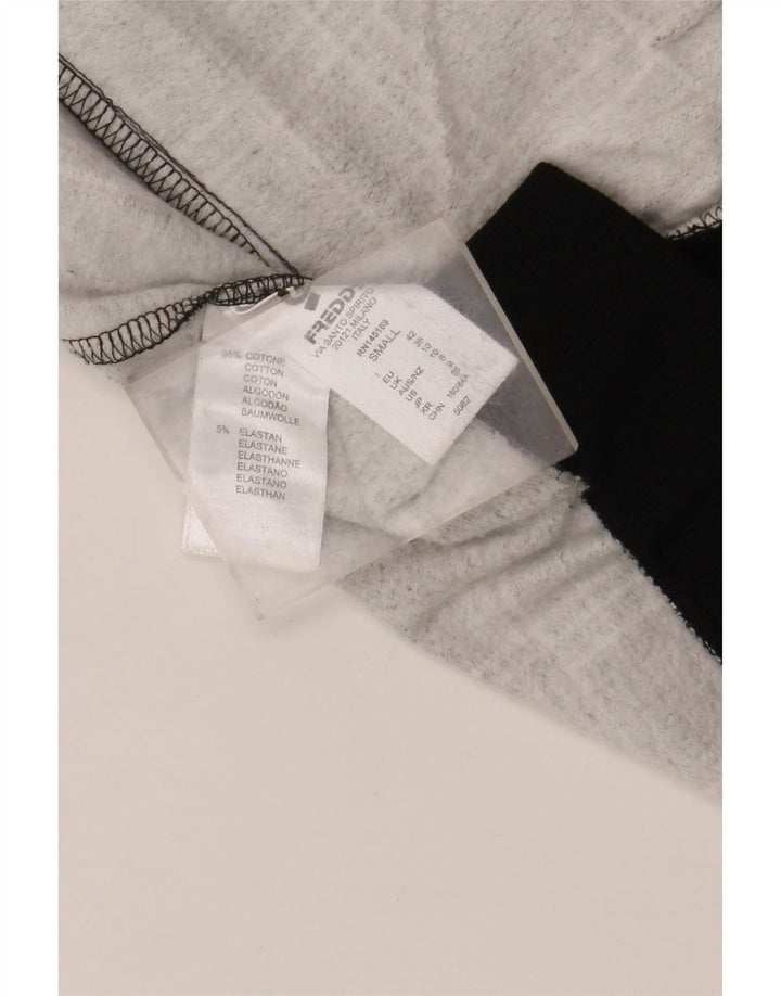 Freddy Womens Graphic Zip Hoodie Sweater UK 10 Small  Grey Check Cotton