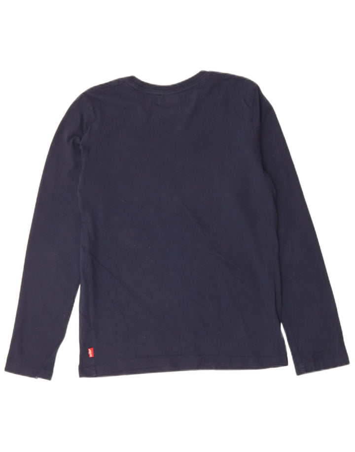 LEVI'S Boys Graphic Top Long Sleeve 13-14 Years Navy Blue Cotton