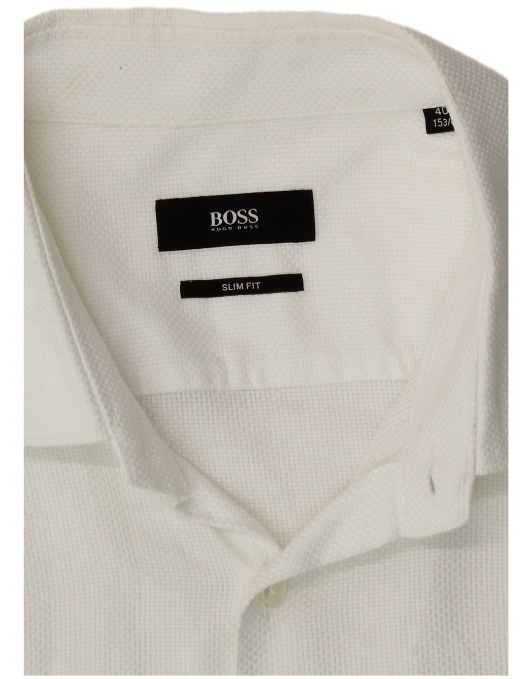 Hugo Boss Mens Slim Fit Shirt Size 40 15 3/4 Medium White Cotton