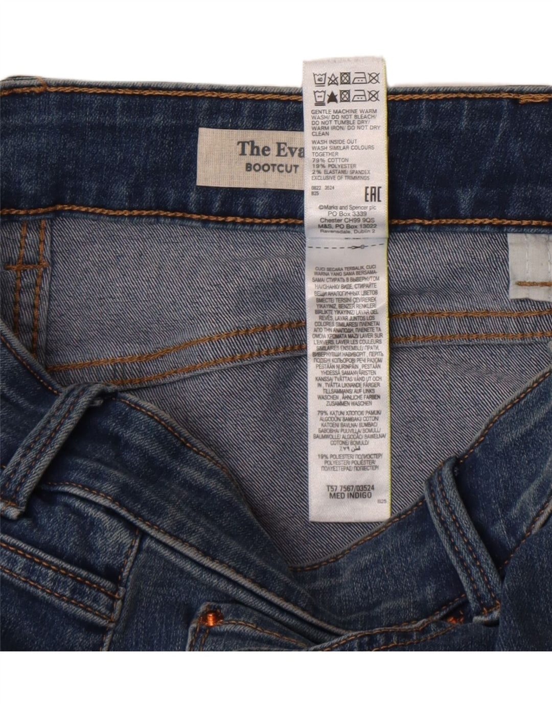 Marks & Spencer Womens The Eva Bootcut Jeans UK 10 Small W28 L34 Blue