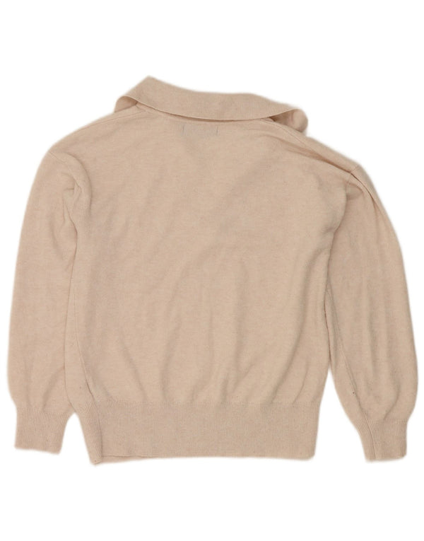 Marks & Spencer Womens Crop Polo Neck Jumper Sweater UK 6 XS Beige
