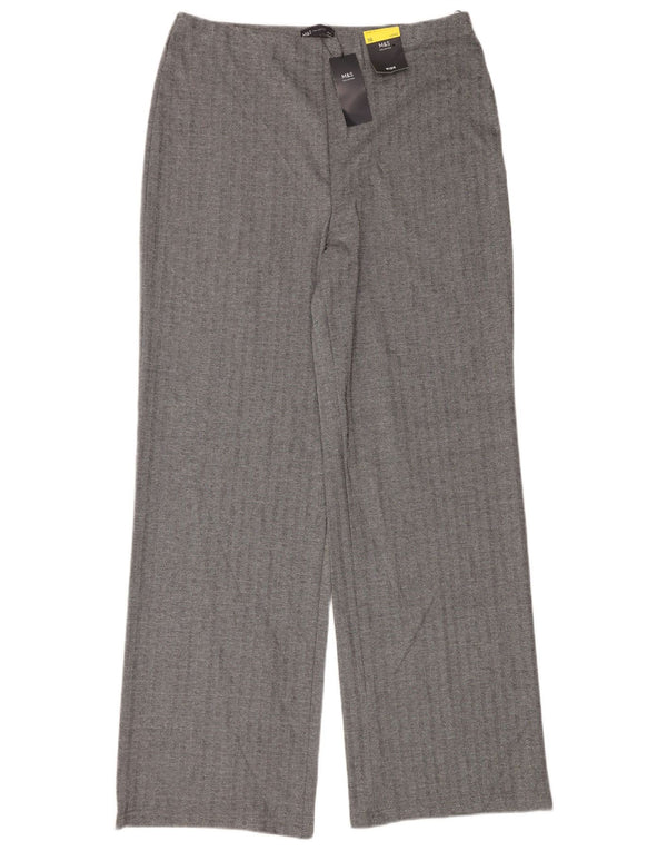 Marks & Spencer Womens Long Casual Trousers UK 16 Large W36 L34 Navy Blue