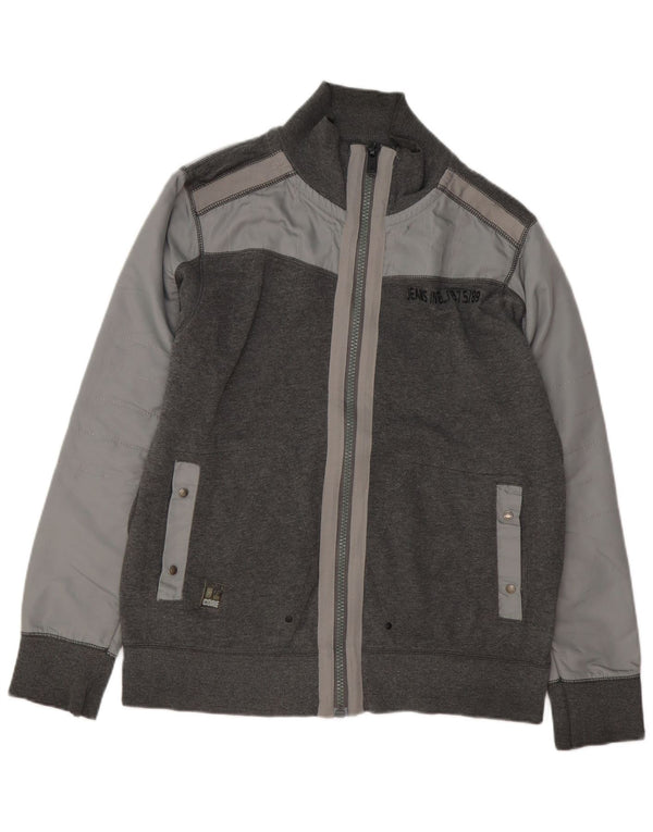 Jack & Jones Mens Graphic Tracksuit Top Jacket XL Grey Colourblock Cotton