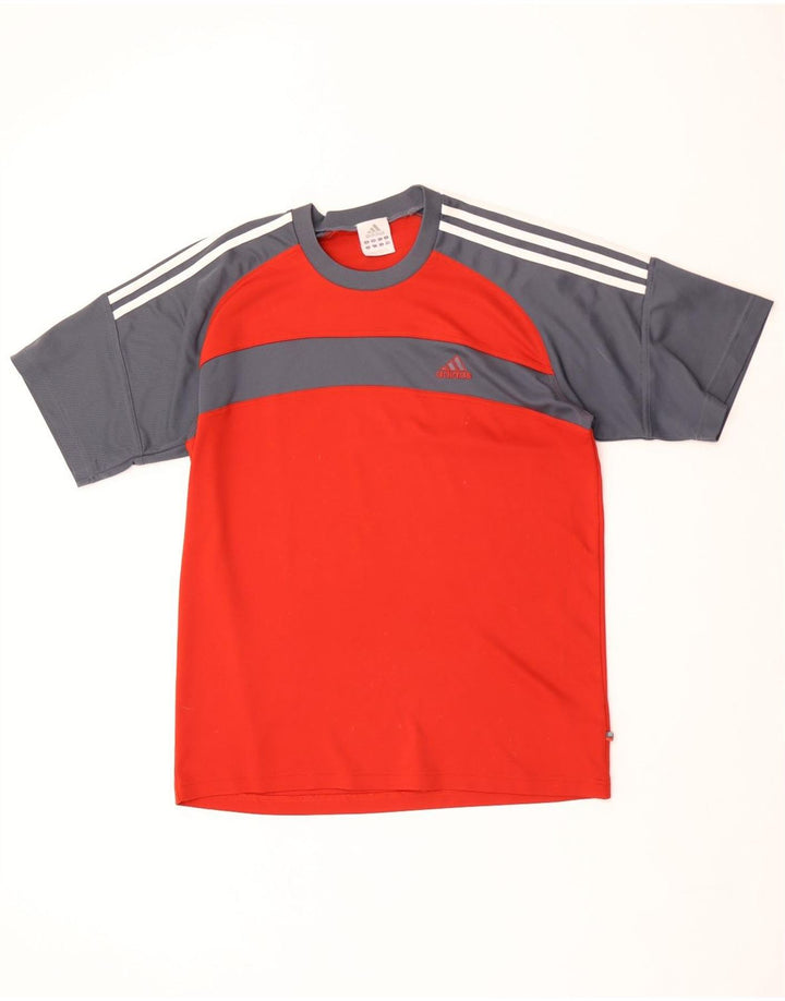 ADIDAS Mens T-Shirt Top UK 42/44 Large Red Colourblock Polyester