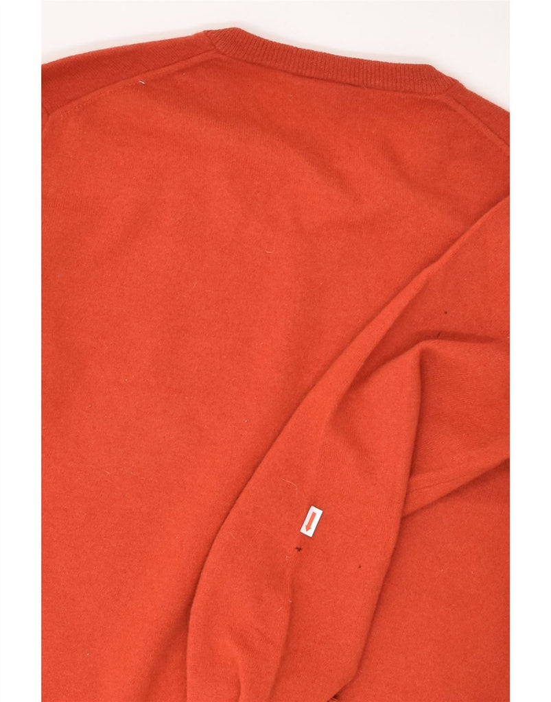 LACOSTE Mens V-Neck Jumper Sweater Size 4 Medium Red Virgin Wool | Vintage Lacoste | Thrift | Second-Hand Lacoste | Used Clothing | Messina Hembry 