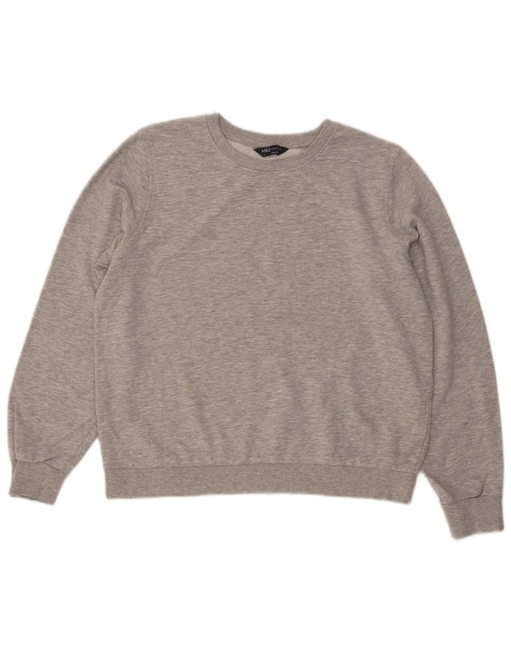 Marks & Spencer Womens Crop Sweatshirt Jumper UK 14 Large Grey Flecked